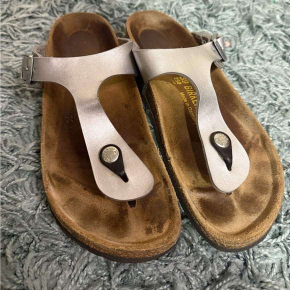 BIRKENSTOCK GIZEH THONG SANDALS SILVER 39 - Picture 2 of 6